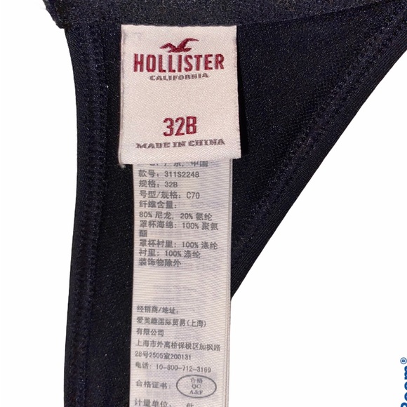 Black Tie-Front Hollister Bikini Top | 32B - Picture 2 of 3